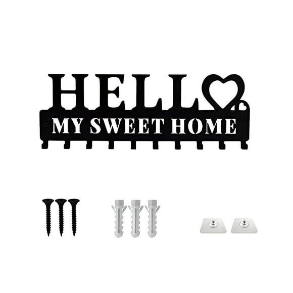 Key Hangers for Wall,Key Hanger for Wall Keys for Wall Black Metal Wall Key Hanger Decorative Key , Key Rack with Adhesive Wall Screw Key Rack for Wall,The Black Keys