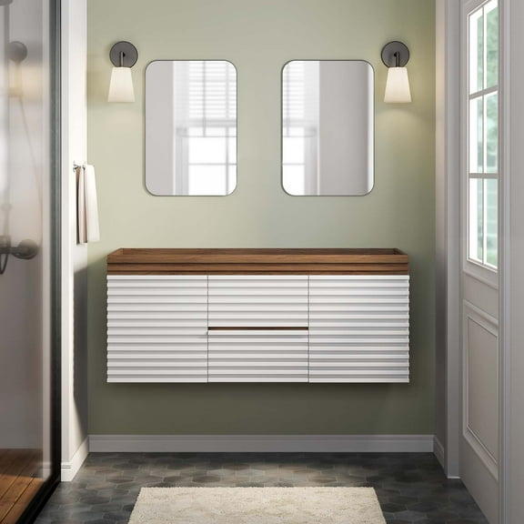 Modway Render 48" Double Sink Compatible (Not Included) Bathroom Vanity Cabinet in White Walnut