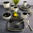 thumbnail image 5 of Gibson Soho Lounge Square Glazed 16 Piece Stoneware Set, Black and White, 5 of 6