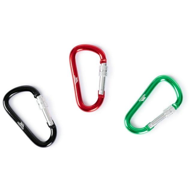 Trespass Ensemble de Mousquetons Dorf - 3 Grandes Pinces en Aluminium, Non pour l'Escalade, 3 Couleurs, 79mm x 43mm x 5mm