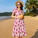 thumbnail image 4 of Easygdp Strawberries para Vestido Transpirable de Mujer, Vestido Suelto de Manga Corta con Pliegues y Bolsillos para el Verano, 4 of 6