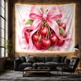 thumbnail image 6 of Pink Ribbon and Cherry Illustration Tapestry, 6 of 7
