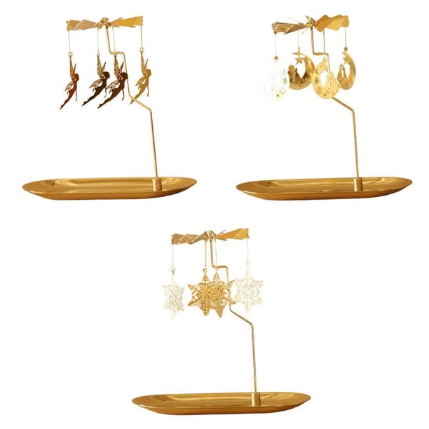 Portavelas giratorio,Portavelas giratorio,Portavelas Bandeja Portavelas para té,Portavelas para velas de pilar cónico,Portavelas de escritorio Moon Light Holder Decorativo,Inicio Boda Navidad