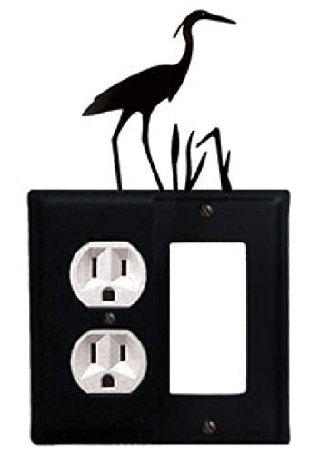 Village Wrought Iron EOG-133 8 Inch Heron - Single Outlet and GFI Cover Black