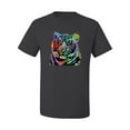 thumbnail image 2 of Cool Rainbow Neon Trippy Jungle Tiger Eyes Animal Lover Men's Graphic T-Shirt, Charcoal, X-Large, 2 of 3