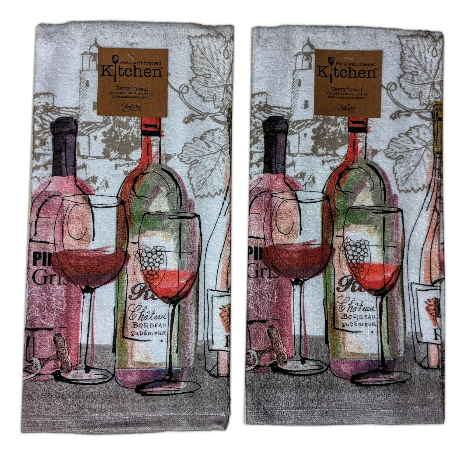 Set of 2 CHOICE WINE Terry Kitchen Towels by Kay Dee Designs - Walmart.com