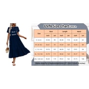 UVN Maxi Dresses for Women Summer Short Sleeve Casual Crewneck Long Dress with Pockets