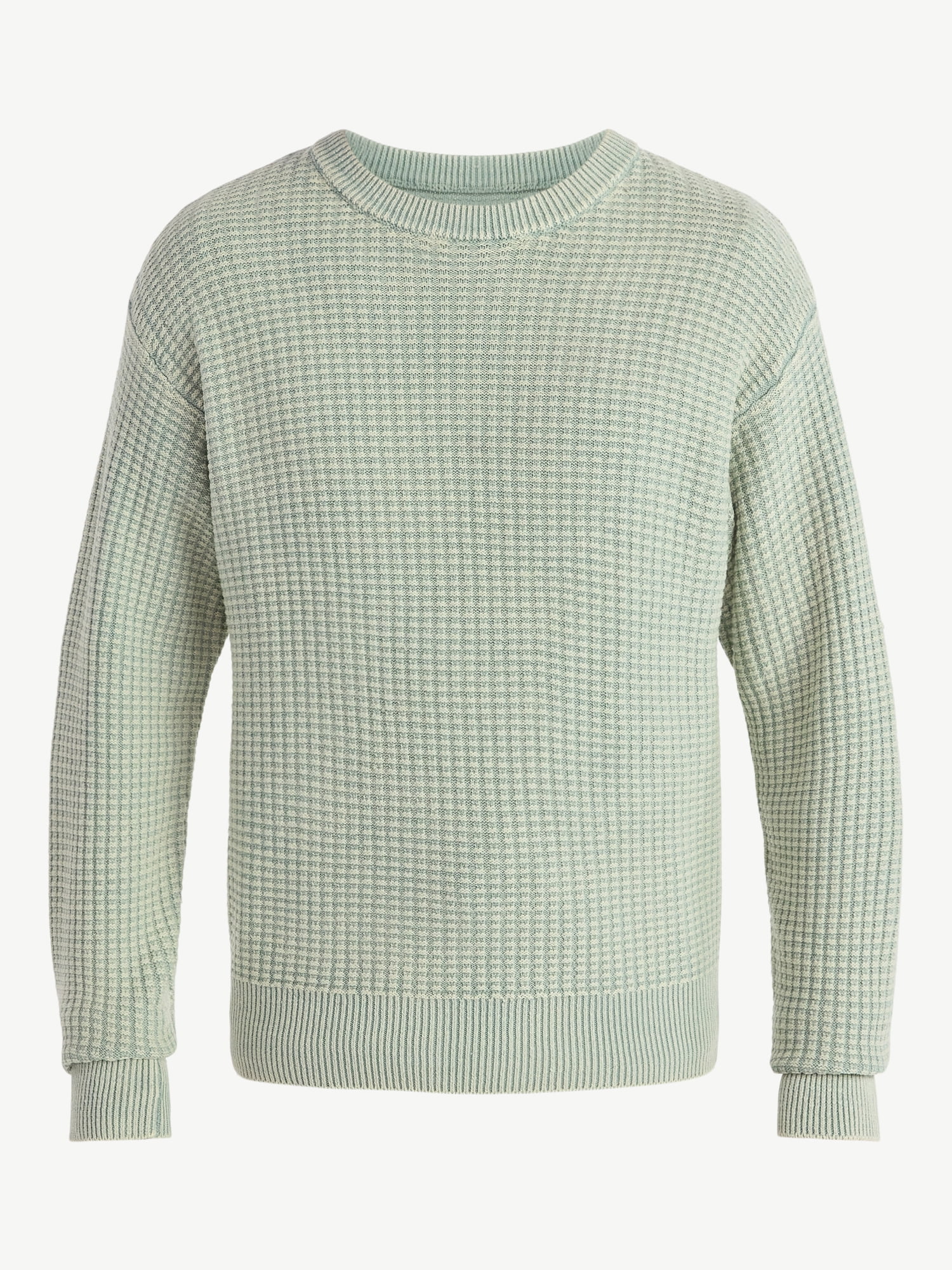 No Boundaries Men's & Big Men's Thermal Stitch Crewneck Sweater, Midweight, Sizes XS-3XL