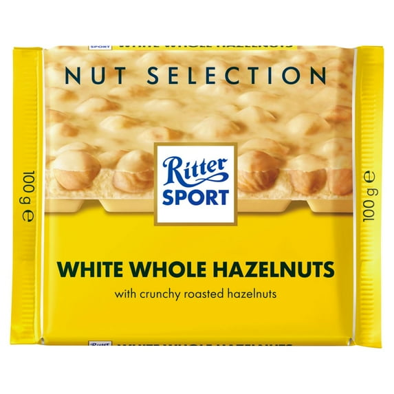 Ritter Sport Nut Selection White Whole Hazelnuts 100g - Pack of 4 - Free Shipping - European Version NOT American Variety - Imported by Sentogo