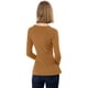 thumbnail image 5 of Top de Peplum de Punto Jersey Acanalado de Manga Larga con Cuello En V para Mujer Allegra K Marrón L, 5 of 6