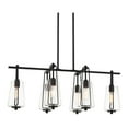 thumbnail image 3 of Possini Euro Design Wexford Black Island Linear Pendant Chandelier 36 1/2" Wide Modern Clear Glass 6-Light Fixture for Dining Room, 3 of 10