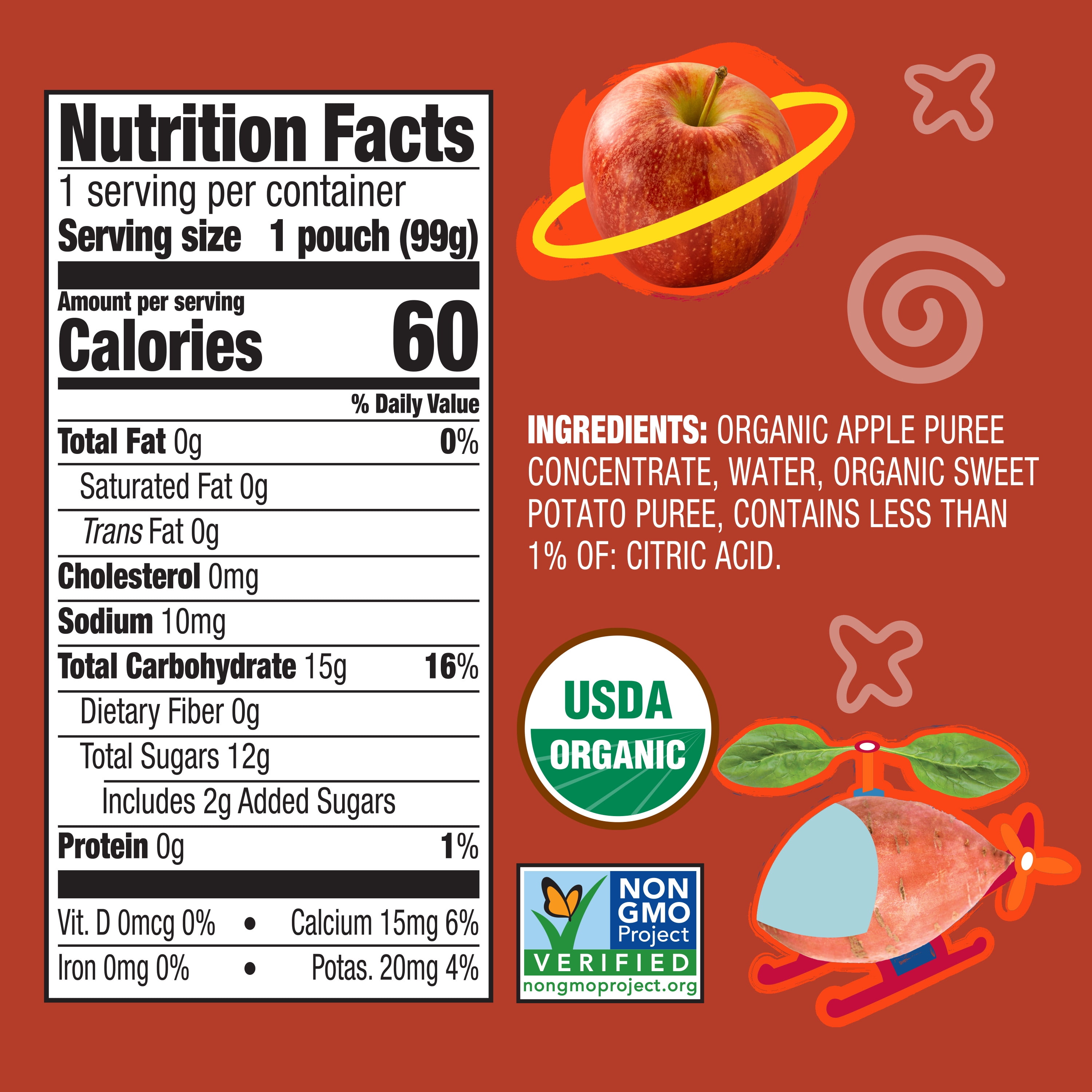 Earth's Best Organic Stage 2 Baby Food, Apple Sweet Potato Puree, 3.5 oz Pouch