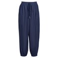 thumbnail image 2 of Plus Size Women's Solid Bow Knot Elastic Button Decor Casual Pants with Pockets, 2 of 14