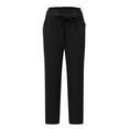 thumbnail image 5 of Sopiago Women's Cropped Paper Bag Waist Pants with Pockets Black,S, 5 of 6