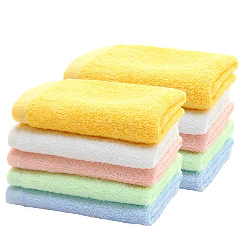 HOPAI Bamboo Washcloths Luxury Bamboo Towel Set 10 Pack for Bathroom-Hotel-Spa-Kitchen Multi-Purpose Fingertip Towels & Face Bamboo Towels 10 x 10
