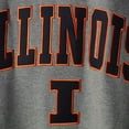 thumbnail image 5 of Men's Colosseum Heather Gray Illinois Fighting Illini Arch & Logo Crew Neck Sweatshirt, 5 of 5