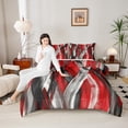 thumbnail image 4 of Homewish Red Grey Stripes Lines Bedding Comforter Set 2pcs for Female Men Adults,Vintage Aesthetic Twin Comforter Sets Microfiber,Geometric Theme Breathable Bedding Set,Luxury Bedroom Decor, 4 of 8