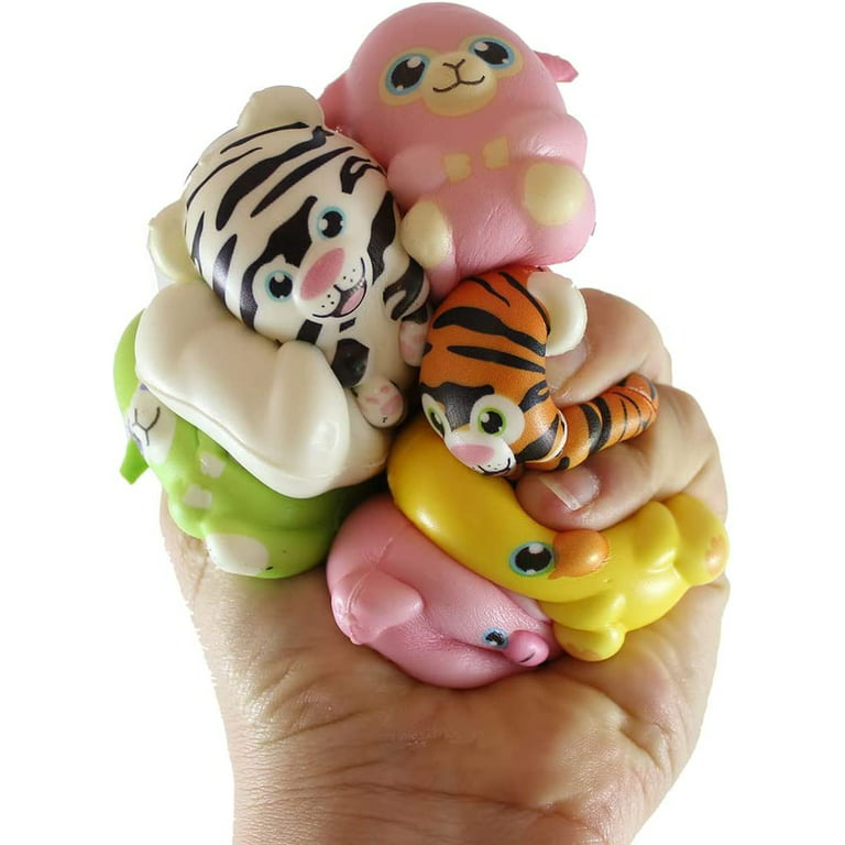 Set of 24 (2 Dozen) Cute Laying Animal Micro Slow Rise Squishy Toys -  Memory Foam Party Favors, Prizes, OT (Random Selection)