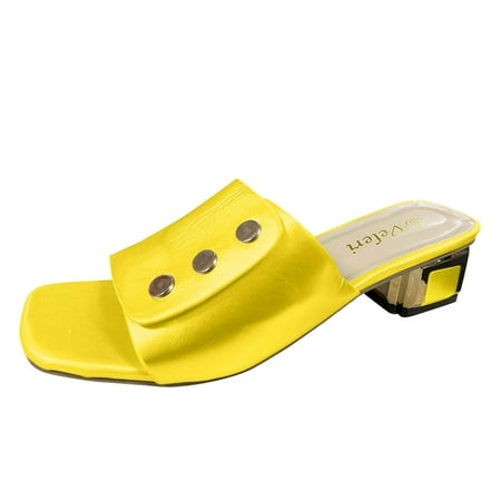 

Comfortable Sandals for Women Fashion Solid Color Thick High Heel Large Size Sandals And Slippers Pu