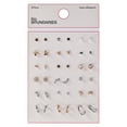 thumbnail image 2 of No Boundaries Women's Assorted Silver Tone and Gold tone Studs and Hoops Earrings, 18 Piece Set, 2 of 3