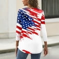 thumbnail image 5 of Women's Patriotic Star Print 250th Anniversary USA Shirt V-Neck Button 3/4 Sleeve T-Shirt, 5 of 5