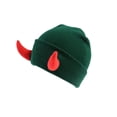 thumbnail image 2 of Devil Horns Knitted Beanie, Men and Women Daemon Horns Cap for Winter, Warm Unisex Ski Hat for Outdoor Activities, Halloween and Festival Costume-Green, 2 of 7