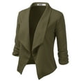 thumbnail image 2 of Doublju Women's Ruched 3/4 Sleeve Open Front Blazer Jacket with Plus Size, 2 of 4