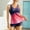 Red, variant on CALAFEBILA Two Piece Women's Swimwear Tankini Modest Summer Patchwork Tie Dye Bathing Suits