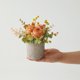 thumbnail image 3 of Kit de flores artificiales con maceta, combinación de rosas azules quemadas de seda falsa y vegetación, decoración en maceta de plantas pequeñas para oficinas, estanterías, dormitorios, salas de, 3 of 7