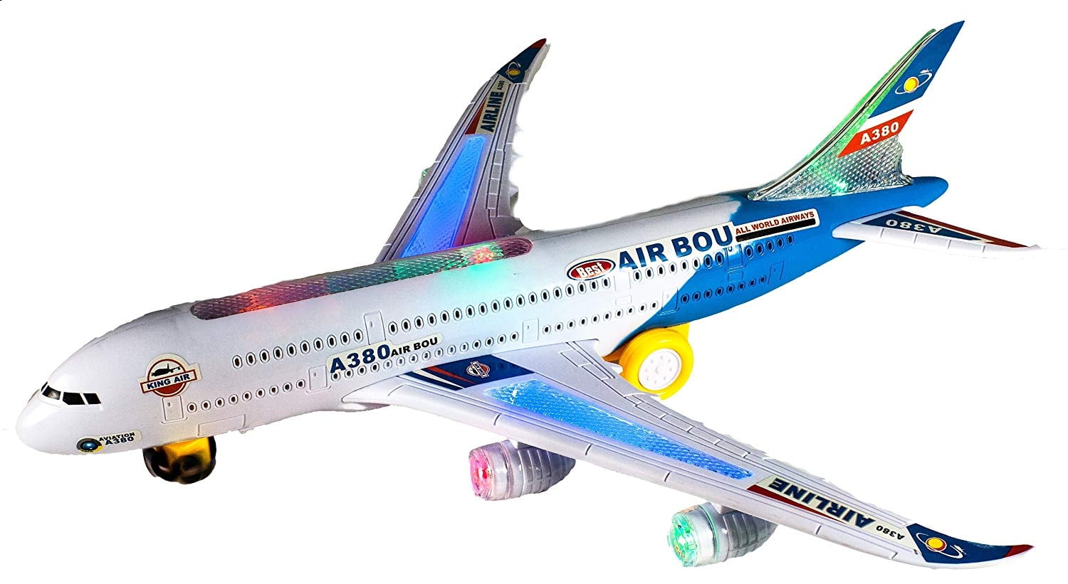 PlayWorld Aviator Action! Airbus Plane With Flashing Lights and Sounds - Blue