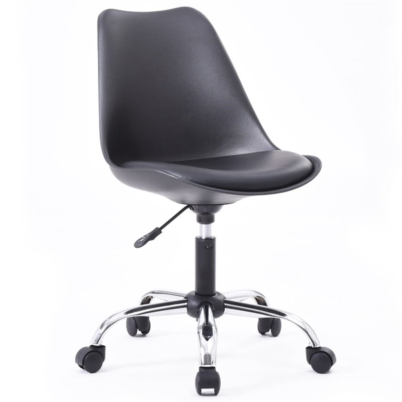 Hodedah Armless Faux Leather Office, Faux Leather Office Chair No Arms