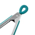 thumbnail image 3 of The Pioneer Woman 12-Inch Silicone and Stainless Steel Locking Tongs, Deep Teal, 3 of 3