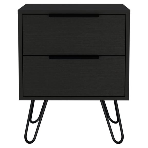 FM FURNITURE Nuvo Modern Metal Bedroom Nightstand with 2-Drawer in Black