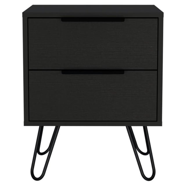 Atlin Designs Table de Nuit Moderne en Métal pour Chambre avec 2 Tiroirs, Noir
