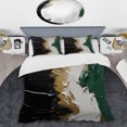 thumbnail image 2 of Designart "Golden Merge of Green and Black Ink IV" Abstract Painting Bedding Covert Set - Abstract Green Modern Bed Set With 2 Shams, 2 of 5