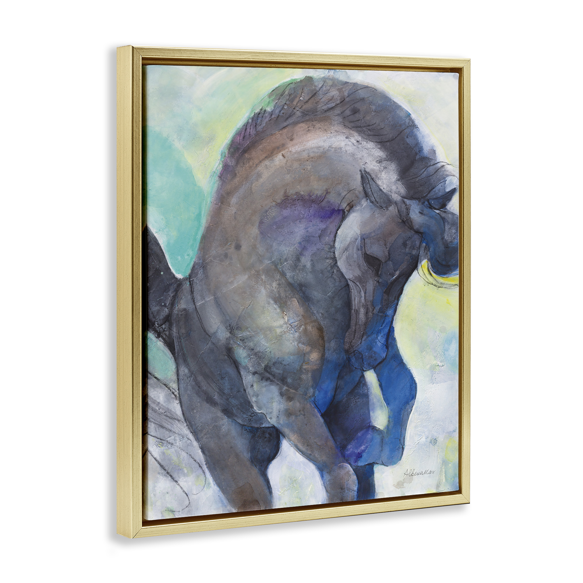 Stupell Industries Royal Splendor Stallion Animals & Insects Painting Gold Floater Framed Canvas Art Print Wall Art, 17 x 21