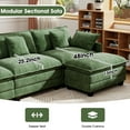 thumbnail image 5 of BedLuxury 111.5’’ Modular Sectional Sofa with Movable Ottoman, L Shaped Cloud Couch for Living Room, 3-Seat, Green, 5 of 9