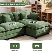 BedLuxury 146.5’’ U shape Modular Sectional Sofa with Movable Ottomans, Modern Chenille Deep Seat Couches for Living Room, Apartment, Office, 4-Seat, Green