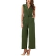 thumbnail image 2 of REFINED ATTIRE Women's Jumpsuit V Neck High Waist Sleeveless Long Pants Jumpsuit S Army Green, 2 of 5
