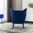 thumbnail image 4 of Velvet Vanity Chair, Accent Arm Chair for Living Room, Modern Home Leisure Chair, Comfy Upholstered Chair W/ Soft Arm, Back & Solid Wood Legs for Bedroom, Dressing Stool for Makeup Room, Navy, D4091, 4 of 7