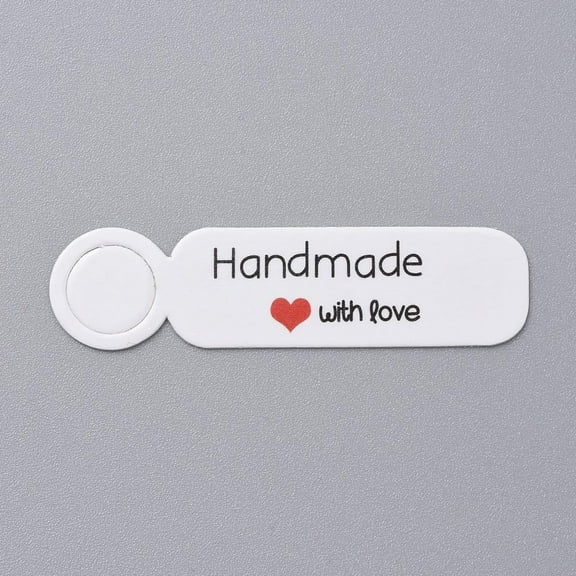 100Pcs Paper Gift Tags Hange Tags Rectangle with Word Handmade with Love White Paper Tags for Mother's Day Christmas Valentine's Gift Wrapping DIY Crafts