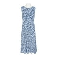 thumbnail image 2 of London Times Crew Neck Sleeveless Ruched Front Multi Print Zipper Back Banded Waist Fit & Flare Matte Jersey Dress-ROYAL WHITE / 16, 2 of 3
