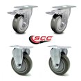 thumbnail image 4 of Polyurethane Swivel Top Plate Caster Set of 4 with 4 Inch Gray Wheels - Includes 2 Swivel with Total Locking Brakes and 2 Rigid - 1400 lbs. Total Capacity - Service Caster Brand, 4 of 4
