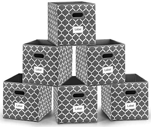 12 New Black Half Storage Bins Cube Organizer Fabric Totes Boxes Basket Foldable 