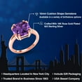 thumbnail image 2 of Gem Stone King 3.00 Ct Cushion Purple Amethyst 18K Rose Gold Plated Silver Double Prong Ring, 2 of 6