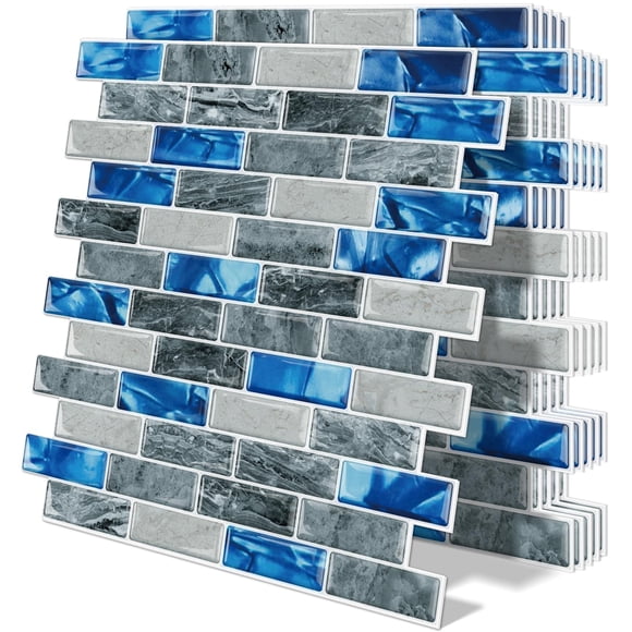 Azulejo para salpicaduras de cocina, pelar y pegar, tiwoos, azul grueso