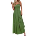 thumbnail image 3 of Xuanfei Women Solid Color Smocked Bodice Sleeveless Ruched Design High Waist Maxi Cami Dress, 3 of 7