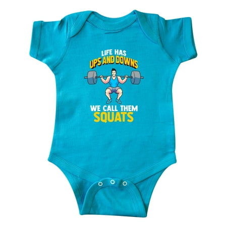 

Inktastic Weightlifting Gym Gift Squats Quote Gift Baby Boy or Baby Girl Bodysuit