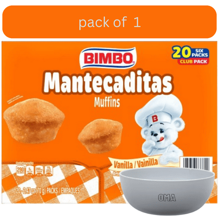 Bimbo Mantecaditas Vanilla Muffins, Bite Size, 20 pk with bowl by OMA