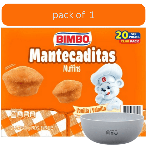 Bimbo Mantecaditas Vanilla Muffins, Bite Size, 20 pk with bowl by OMA